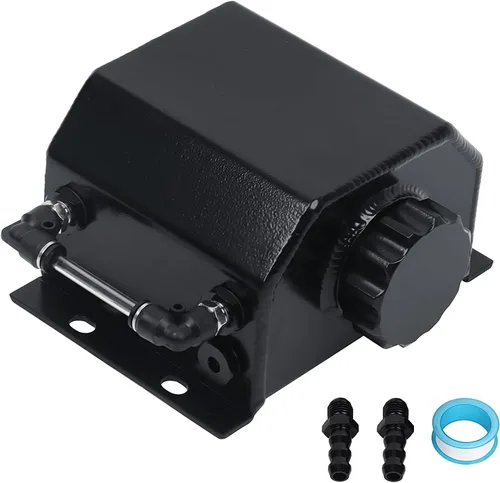 LokoCar Tanque de desbordamiento de expansión de depósito de radiador de refrigerante Universal 1L Aluminio Negro