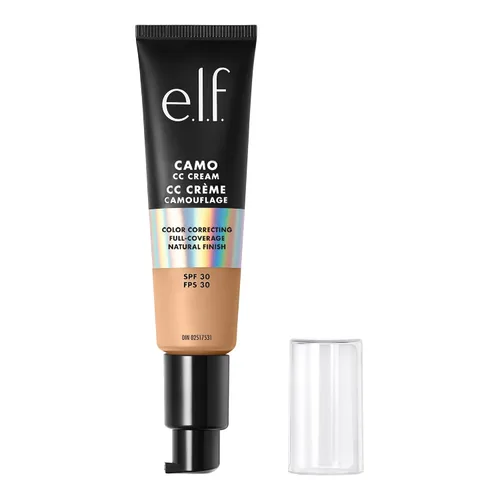 e.l.f. Crema Camo CC, base correctora de color de cobertura media a completa con SPF 30, tono medio 330 W, 1.05 oz (30g)