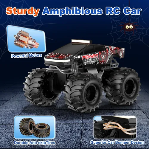 Miniatura 6 de Auto de control remoto anfibio, 1:18 impermeable Monster Truck Juguetes RC Cars, 2.4GHz RC Trucks 4WD todoterreno todo terreno, regalos