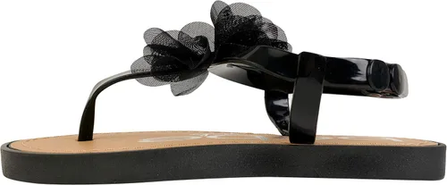 Miniatura 3 de bebe Sandalias para niñas zapatos de vestir planos de verano con punta abierta, sandalias con hebilla a presión con diseño de flores de gasa y suela