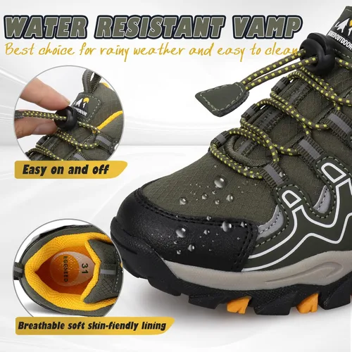 Miniatura 2 de UOVO Tenis para niños y niñas, para senderismo, correr, caminar al aire libre, tenis impermeables antideslizantes