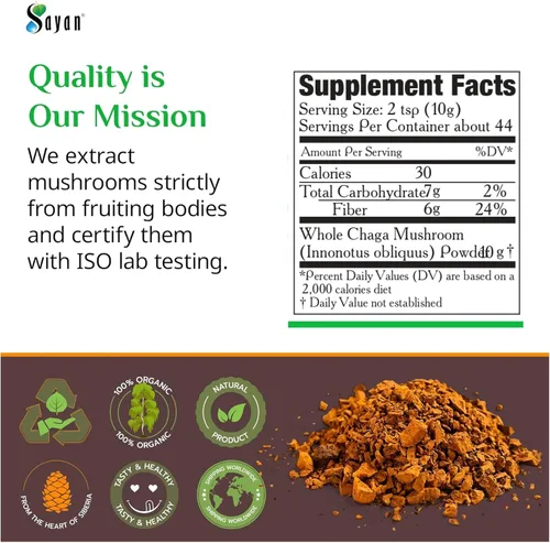 Miniatura 9 de Sayan Siberian Pure - Polvo de chaga grueso crudo de 1 libra/16.01 oz – Té súper antioxidante cosechado en bosque silvestre de primera calidad
