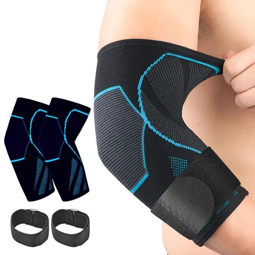Miniatura 11 de Protectores de brazo y manga de compresión de codo (1 par), coderas de tenis para tendinitis y codo de tenista, mangas de soporte de brazo