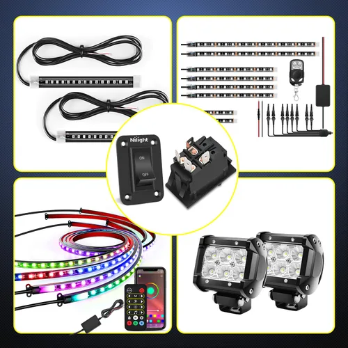 Miniatura 7 de Panel de Interruptor de Encendido/Apagado Nilight 4 PIN DPST, Interruptores de Palanca Panel 12V 20A, Carcasa de Interruptor de Aluminio Anodizado