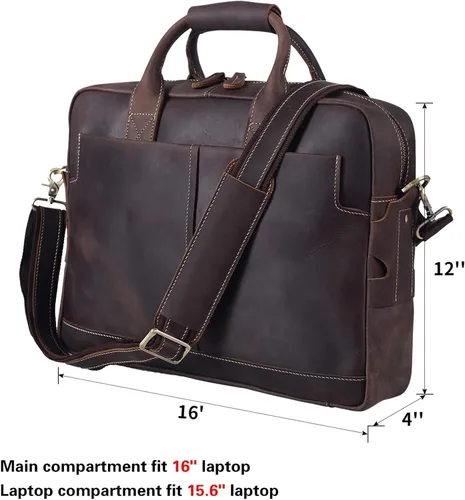 Miniatura 6 de CUSTOMHOUZZ - Maletín de piel para hombre con cremallera, para hombre