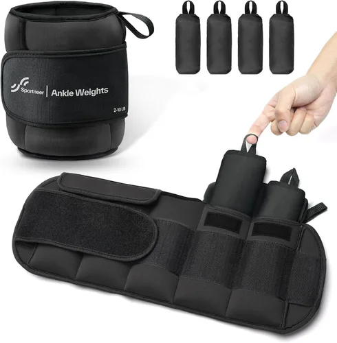 Sportneer 20 libras/par de pesas de tobillo ajustables para mujeres y hombres, peso de pierna modularizado para yoga, caminar, correr, aeróbicos,