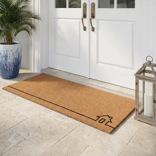 Miniatura 43 de Fab Habitat Felpudo extra grueso, tejido a mano, duradero, fibra de coco natural, entrada, puerta delantera, porche, patio, pájaros en rama, gris