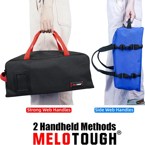 Miniatura 4 de MELOTOUGH Bolsa de herramientas de lona resistente, kit combinado de 1 bolsa organizadora de herramientas mediana y 1 grande para electricista