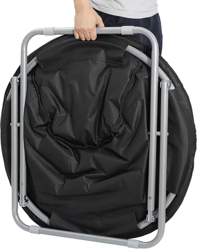 Miniatura 8 de SUPER DEAL Silla plegable con platillo, para adultos y niños, silla redonda portátil de piel sintética para sala de estar, dormitorio, apartamento