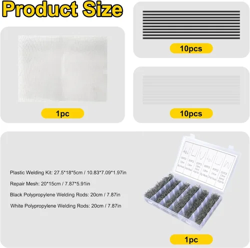 Miniatura 6 de Kit de soldadura de plástico: 3000 grapas de soldadura en caliente, 1 malla de reparación, 10 varillas de soldadura de polipropileno negro y 10 3021