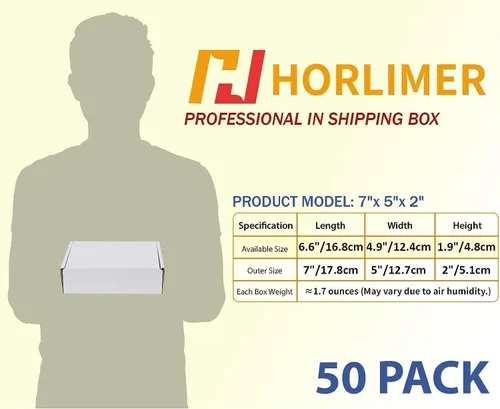Miniatura 2 de HORLIMER - Cajas de envío pequeñas de 7x5x2, conjunto de 50, caja de cartón corrugado blanca para envío de correspondencia