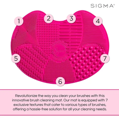 Miniatura 3 de Sigma Beauty Sigma Spa® Express Brush Cleaning Mat (rosa) - Alfombrilla de limpieza de brochas de maquillaje de silicona con ventosas para limpiar