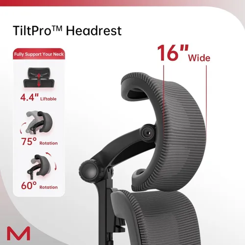 Miniatura 3 de S3P Silla de oficina ergonómica con asiento de espuma de alta densidad y respaldo deslizante VTS - Silla de escritorio con respaldo alto