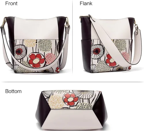 Miniatura 43 de BROMEN Bolsa Hobo para mujer, diseñada con cuero vegano, de hombro, bandolera