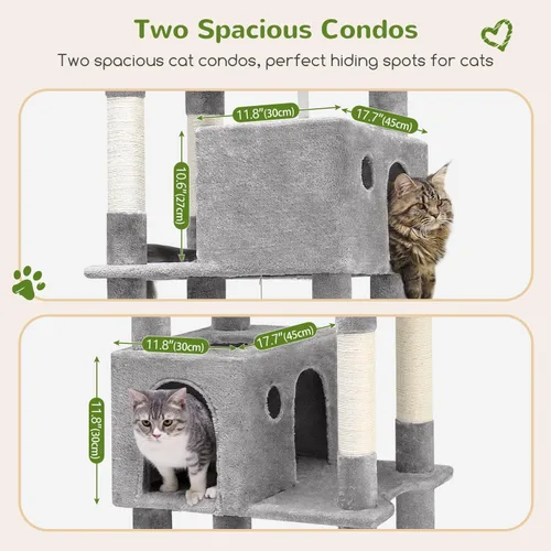 Miniatura 3 de Globlazer Árbol gigante para gatos, árbol para gatos de interior de 83 pulgadas para gatos grandes y adultos, torre XXL para gatos con 9 postes gris
