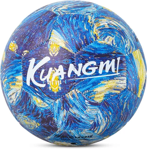 Miniatura 14 de Kuangmi Balón de fútbol, pelota de partido de tamaño oficial 5, jugadores de fútbol para jóvenes, adolescentes y adultos, entrenamiento deportivo al