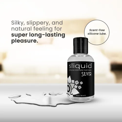 Miniatura 3 de Sliquid Silver - Lubricante íntimo – Lubricante de silicona para mujeres/hombres/parejas, lubricante hipoalergénico, lubricante de silicona
