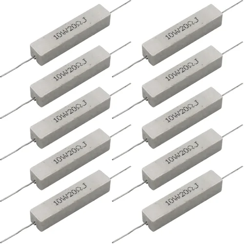 Miniatura 14 de 10 resistencias de cable de plomo axial de 10 W, 0.5 ohmios y 5 % – Resistencias de potencia de cemento cerámico fijas de heridas blancas
