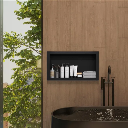 Miniatura 2 de Nicho de ducha de acero inoxidable de 12 x 24 pulgadas, estantes individuales impermeables, organizador de baño sin azulejos, estante de pared