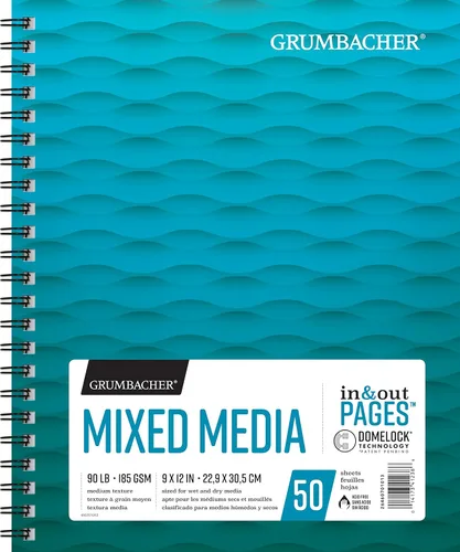 Miniatura 12 de Grumbacher Bloc de papel mixto de 18 x 24 pulgadas, 98 lb. / 160 GSM, encuadernado con cinta, 30 hojas/bloc, 1 cada uno