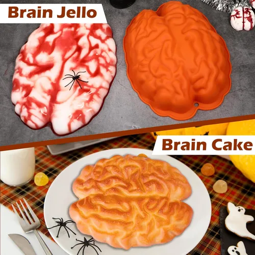 Miniatura 4 de Webake Moldes de gelatina de cerebro de silicona, moldes de gelatina de cerebro para pasteles, moldes de chocolate de 9 pulgadas, moldes de cerebro