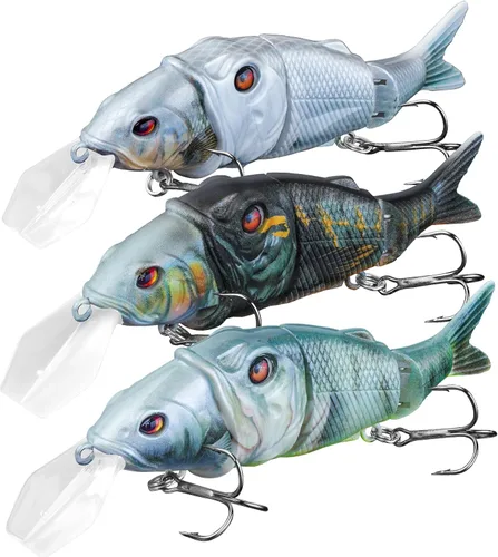 Miniatura 11 de Handing Señuelos de Natación para Lubina, Lucioperca y Lucio, 3 Piezas de Señuelos de Pesca Realistas con Múltiples Articulaciones con Ganchos