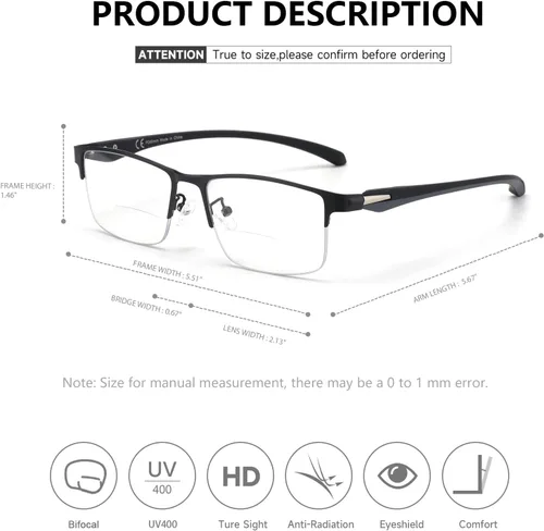 Miniatura 6 de SKYOAK Paquete de 2 lentes de sol de lectura prémium para hombres con protección UV400 al aire libre, TR90 lentes de lectura ligeros tintados