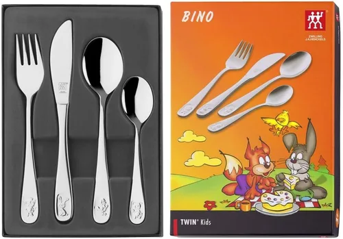 Miniatura 3 de ZWILLING Juego de cubiertos para niños, 4 uds., para niños a partir de 3 años, acero inoxidable 18/10, Bino, 5.9 x 3.9 x 0.8 in, plata
