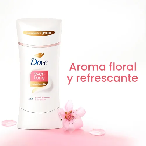 Miniatura 4 de Dove Even Tone - Desodorante antitranspirante en barra con flor de durazno y leche de arroz, 3 unidades, 2.6 onzas