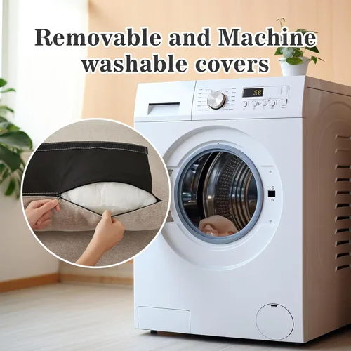 Miniatura 5 de Sofá modular convertible de 101 pulgadas, sofá moderno de tela de lino en forma de U con tumbonas reversibles y mesa auxiliar otomana, sofá de 4