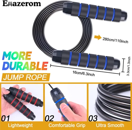 Miniatura 2 de Jump Rope for Women Men Kids, Adjustable Skipping Rope with Ball Bearings, Professional Jumping Rope with Foam Handles, Tangle-Free Rapid Speed Jump
