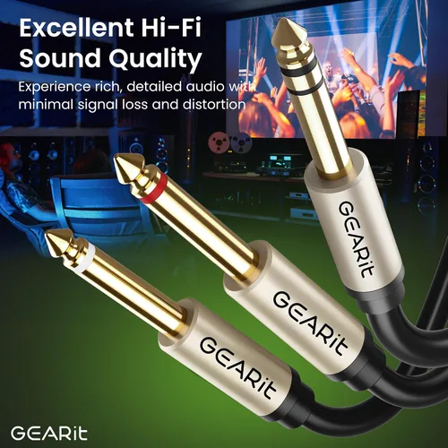 Miniatura 2 de GEARit Cable de inserción de 10 pies – 1/4 "TRS estéreo macho a doble 1/4" TS mono macho Y-Splitter Breakout Cable, cable de conexión de audio