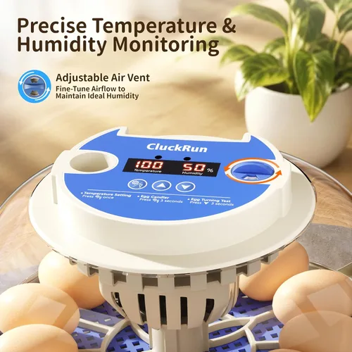 Miniatura 3 de Incubadora de 12 huevos con pantalla de temperatura y humedad, giro automático de huevos, vela de huevos, recarga automática de agua, para huevos