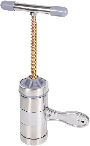 Miniatura 5 de Máquina de fideos, máquina manual portátil de pasta de acero inoxidable con prensa exprimidora de fideos de 5 troqueles, fácil de lavar
