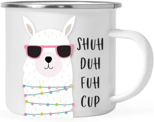 Miniatura 10 de Andaz Press Taza de café de acero inoxidable con temática de alpaca de 11 onzas, regalo de broma, colorido gráfico de llama bohemio, 1 paquete, taza