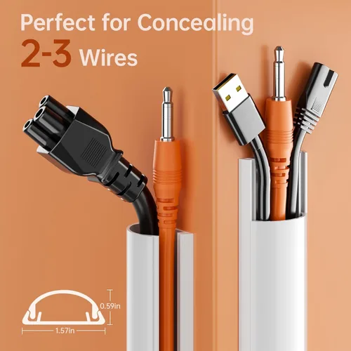 Miniatura 2 de Delamu Kit de ocultador de cable de TV de 42.5 pulgadas, cubierta de cable para montar en la pared oculta 2-3 cables, cubierta de gestión de cables