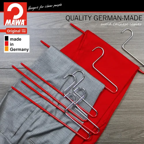 Miniatura 4 de Mawa by Reston Lloyd - Percha antideslizante para ropa que ahorra espacio con una sola barra para pantalones, estilo KH/1, juego de 30, color rojo