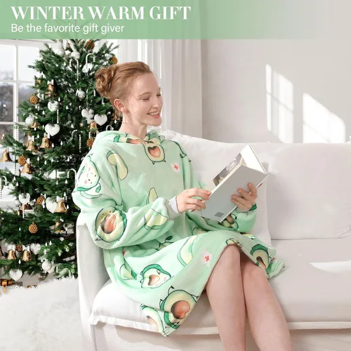 Miniatura 7 de LetsFunny Sudadera con capucha estilo cobija, súper suave, cálida y acogedora, con bolsillo gigante, de sherpa y forro polar, para mujeres, hombres