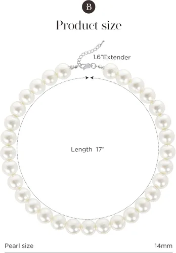 Miniatura 6 de BABEYOND - Collar de perlas redondas de imitación para novias, ideal para boda