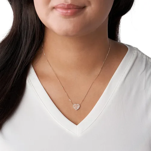 Miniatura 4 de Fossil collar con dije de acero inoxidable en tono rosa dorado para mujer