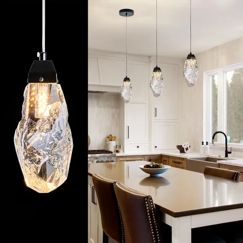 Miniatura 27 de Iluminación colgante negra, lámpara colgante moderna de cristal mini, juego de 3 candelabros ajustables para cocina, isla, comedor, dormitorio