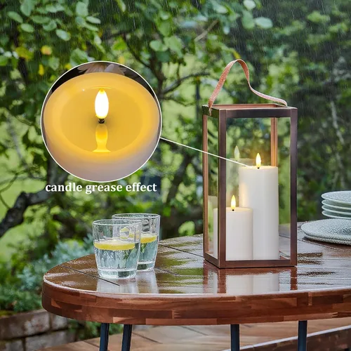 Miniatura 2 de Velas impermeables parpadeantes con temporizador automático, velas sin llama de plástico blanco con grasa para velas, 3" x 4" 5" 6" 7" Velas LED