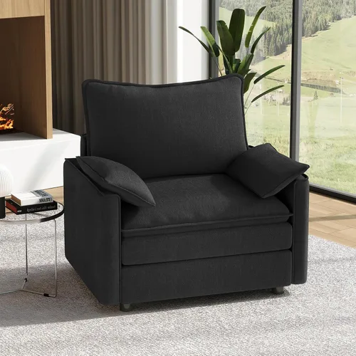 Miniatura 31 de Vesgantti 2 Piece Loveseat & 3 Seater Sofa Set, Modular Cloud Couch, Beige