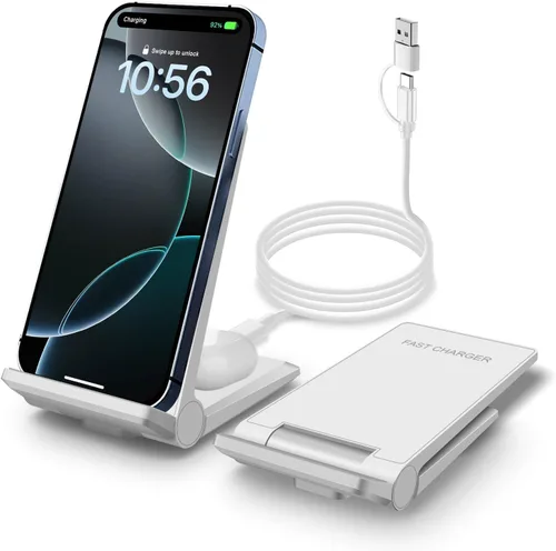 Miniatura 9 de Cargador inalámbrico de 25 W, estación de carga inalámbrica plegable 2 en 1 para Apple iPhone 16/16 Pro/15/14/13/12/11/Plus/SE/X/Airpods, PDKUAI 15W
