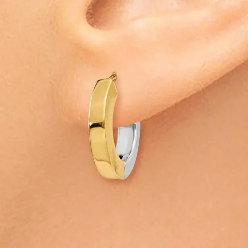 Miniatura 3 de Pendientes de aro con bisagras huecas de oro pulido de 14 quilates 0630in 0630in estilo TL571