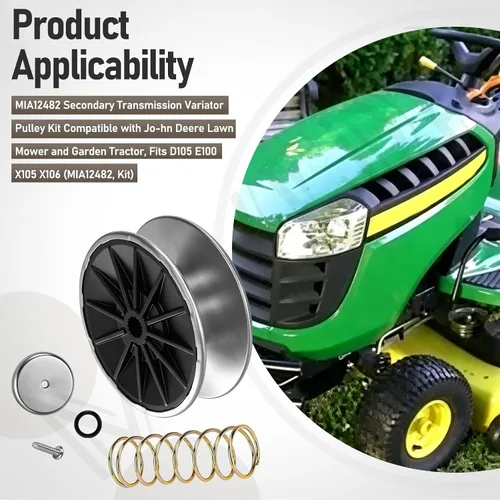 Miniatura 7 de MIA12482 Kit de polea variadora de transmisión secundaria compatible con cortacésped Jo-hn Deere y tractor de jardín, compatible con D105 E100 X105