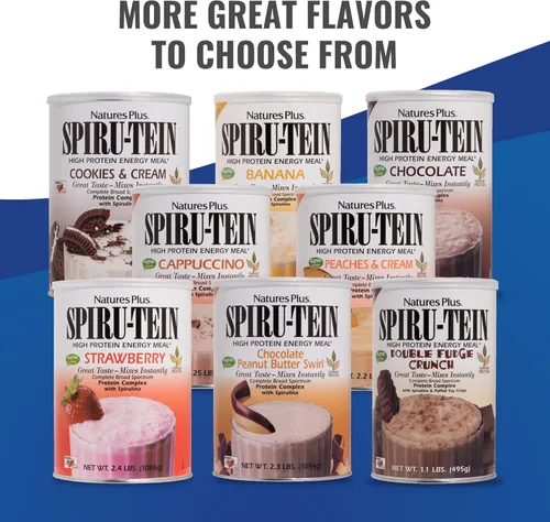 Miniatura 6 de NaturesPlus SPIRU-TEIN - Harina de proteína en polvo – Fresa – 8 paquetes – Batido de proteínas a base de plantas – Sin OMG, vegetariano, sin gluten