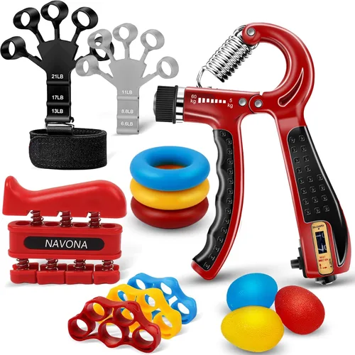 Kit de entrenamiento de fuerza de agarre de 13 piezas, fortalecedor de agarre de mano, fortalecedor de antebrazo, fortalecedor de dedos, ejercitador