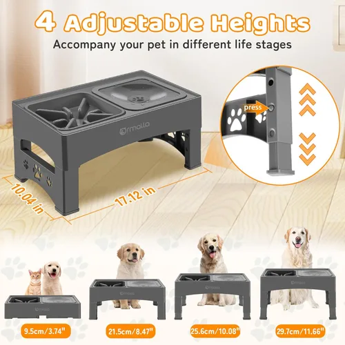 Miniatura 2 de Cuencos elevados para perros de alimentación lenta sin derrames, cuenco elevado para perros grandes, medianos y pequeños, protector contra