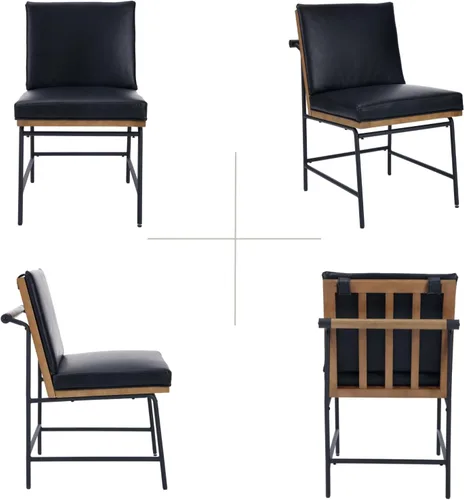 Miniatura 6 de HEAH-YO Juego de 2 sillas de comedor modernas, tapizadas de piel sintética con respaldo, sillas de comedor sin brazos para cocina, color negro